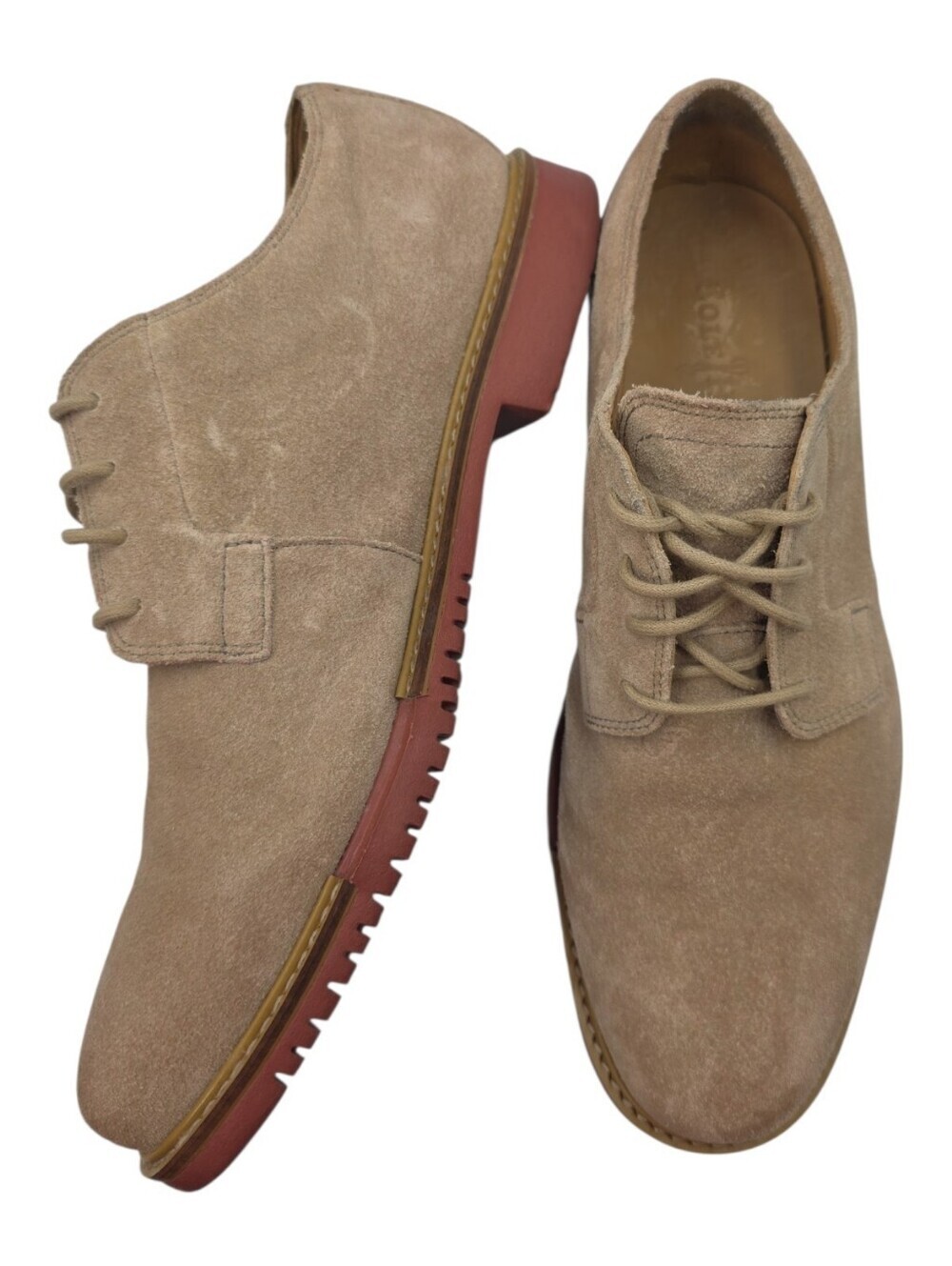 Cole Haan Great Jones Plain Toe Oxfords in Milkshake Suede Red Brick Sole Size 8 - Picture 9 of 12